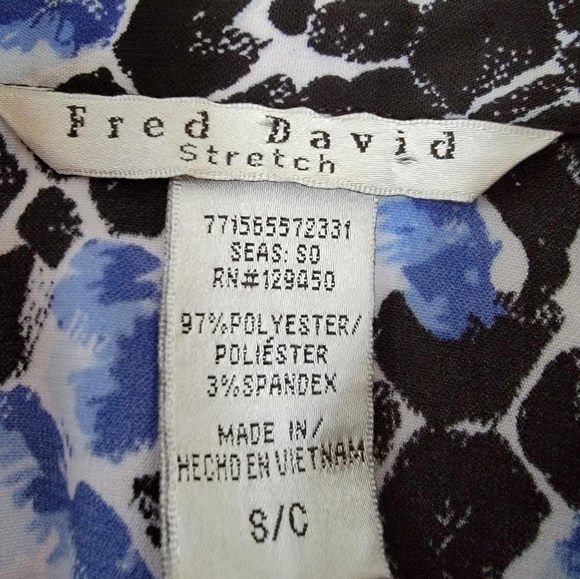 Fred David Print Buttondown Ruffled Blouse Size Small EUC - Picture 6 of 9